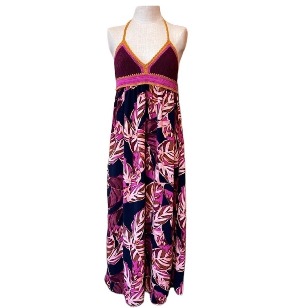 Tropical Purple and Pink Maxi Dress